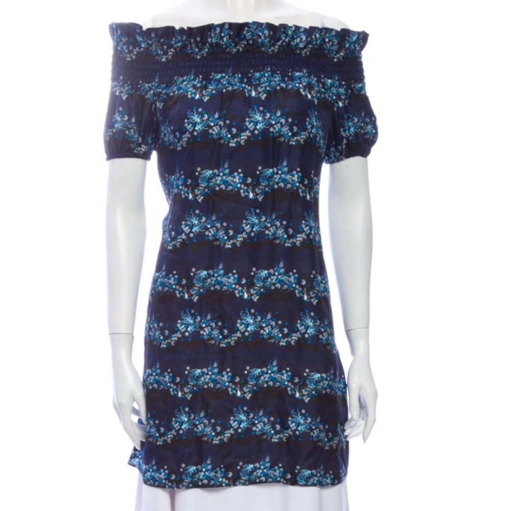 ZAC Zac Posen Navy and Light Blue Strapless Dress